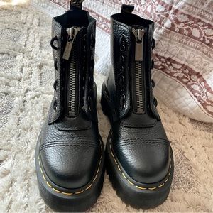 Dr. Martens Sinclair Zip Lace Black Leather Platform Combat Boots 38, US 7-8